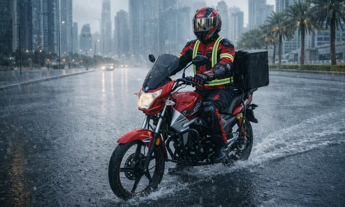 delivery bike rain dubai
